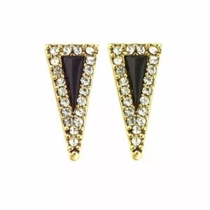 House of Harlow Acute Pave Black Earrings NEW
